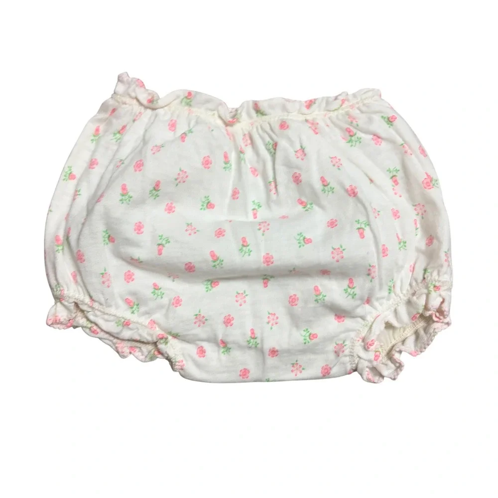 Vintage Carters Baby Girl Pink Floral Smocked Top and Diaper Cover Set 1YR 12M